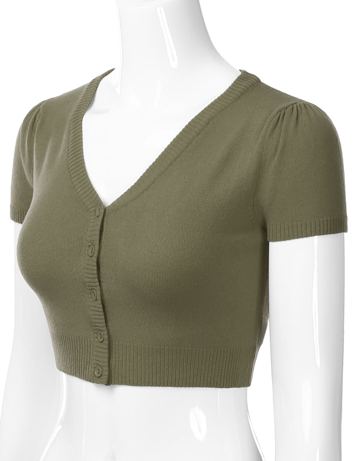 Women's Fitted V-Neck Bolero Shrug Cropped Short Sleeve Cardigan Sweater (S-3X)