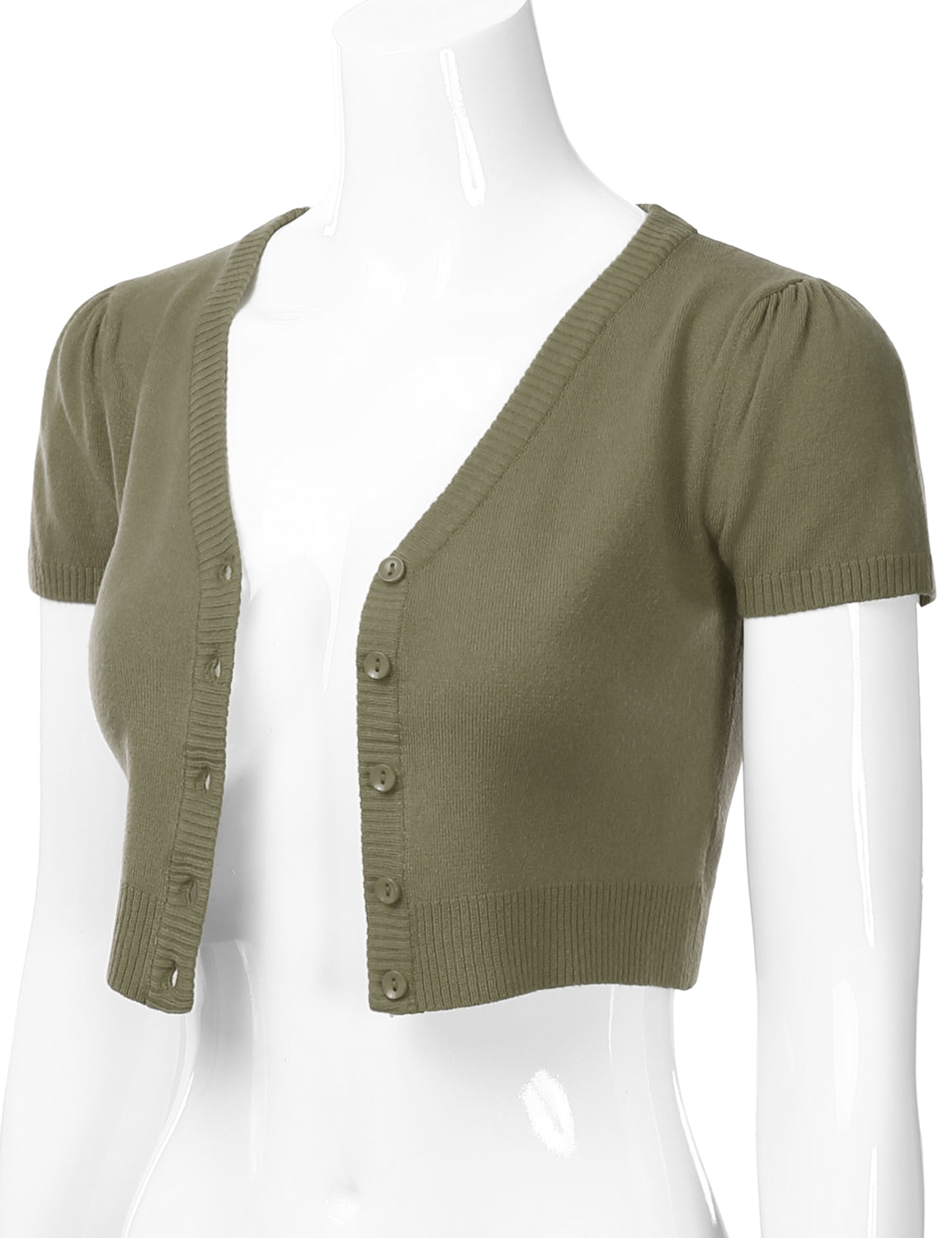 Women's Fitted V-Neck Bolero Shrug Cropped Short Sleeve Cardigan Sweater (S-3X)