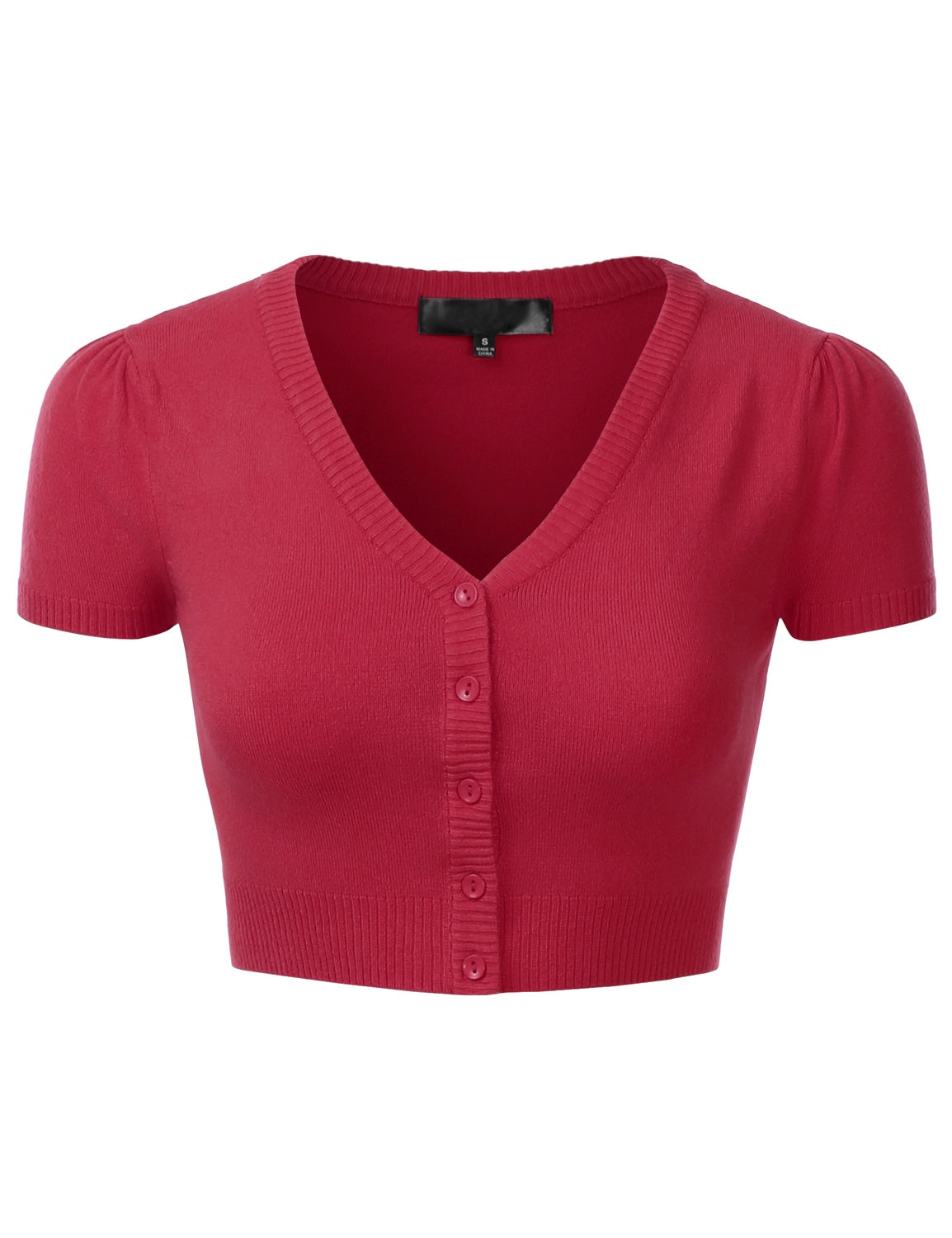 Women's Fitted V-Neck Bolero Shrug Cropped Short Sleeve Cardigan Sweater (S-3X)