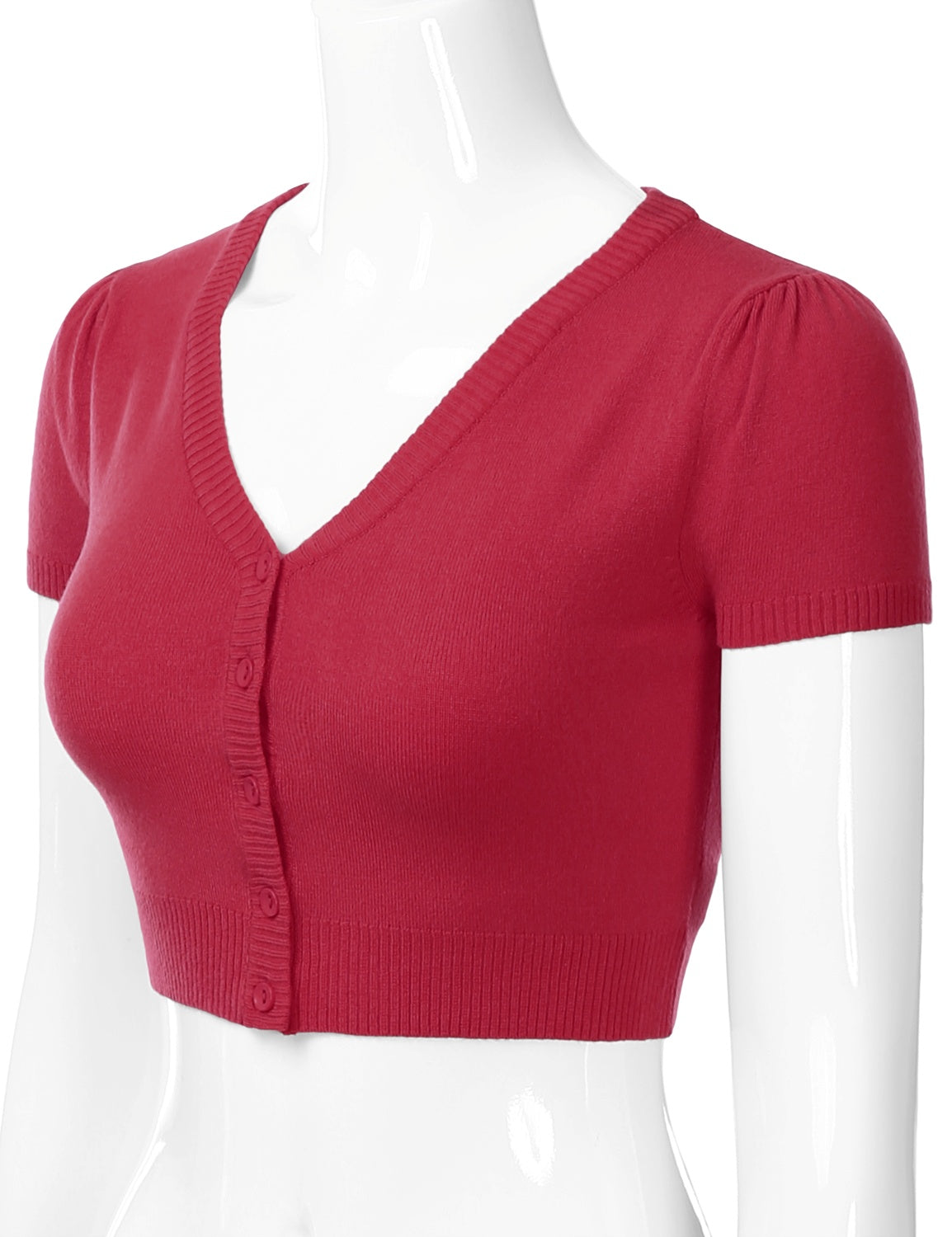 Women's Fitted V-Neck Bolero Shrug Cropped Short Sleeve Cardigan Sweater (S-3X)