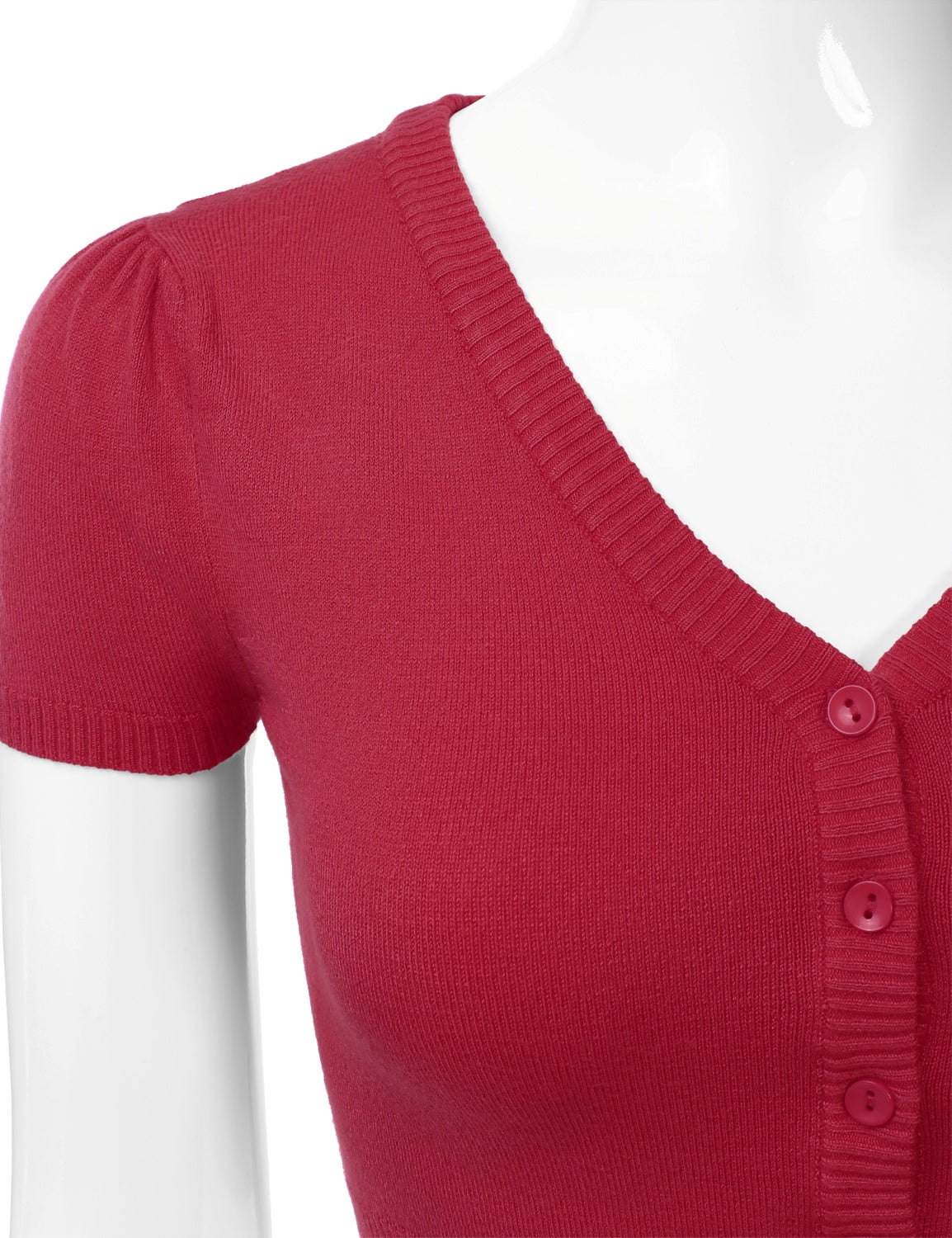 Women's Fitted V-Neck Bolero Shrug Cropped Short Sleeve Cardigan Sweater (S-3X)