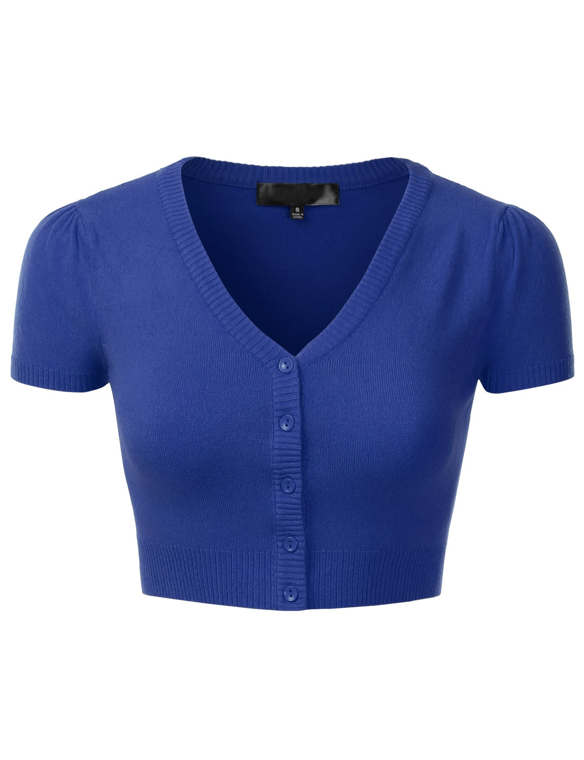 Women's Fitted V-Neck Bolero Shrug Cropped Short Sleeve Cardigan Sweater (S-3X)