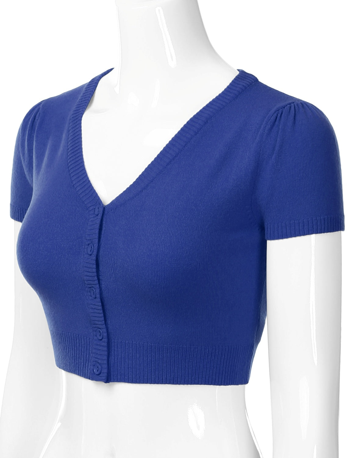 Women's Fitted V-Neck Bolero Shrug Cropped Short Sleeve Cardigan Sweater (S-3X)