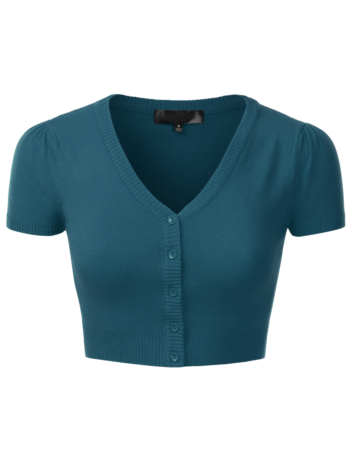 Women's Fitted V-Neck Bolero Shrug Cropped Short Sleeve Cardigan Sweater (S-3X)