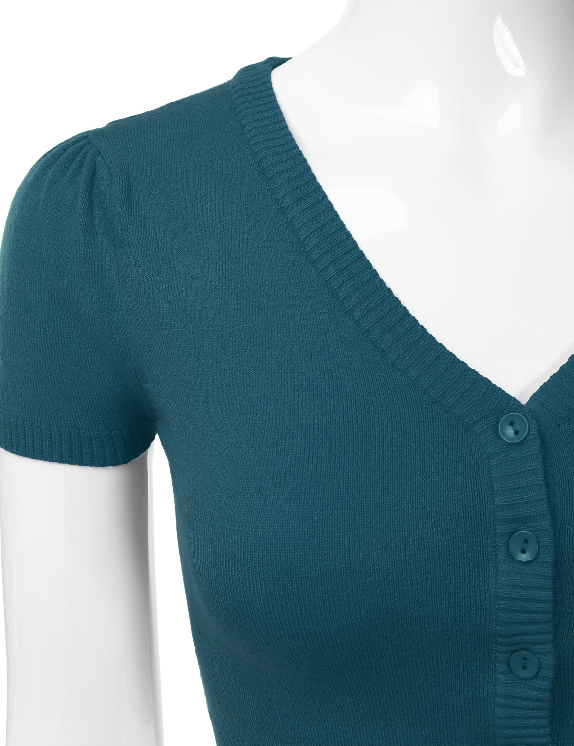 Women's Fitted V-Neck Bolero Shrug Cropped Short Sleeve Cardigan Sweater (S-3X)