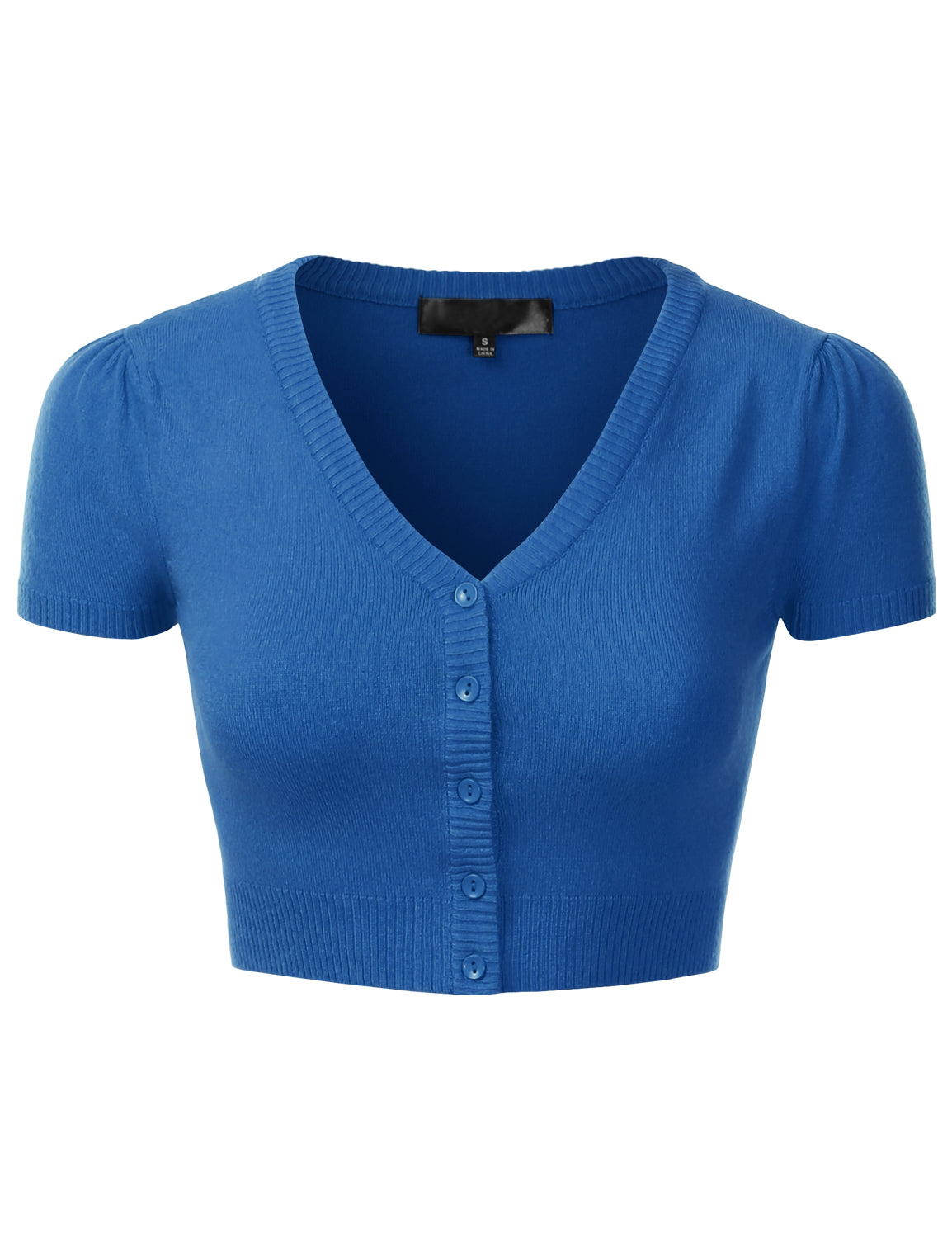 Women's Fitted V-Neck Bolero Shrug Cropped Short Sleeve Cardigan Sweater (S-3X)