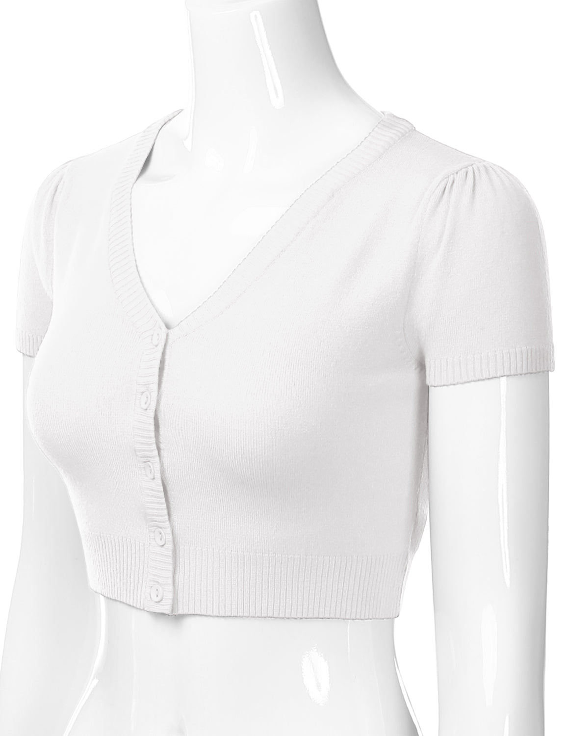 Women's Fitted V-Neck Bolero Shrug Cropped Short Sleeve Cardigan Sweater (S-3X)