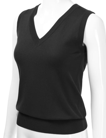 Women's V-Neck Sleeveless Stretch Pullover Premium Sweater Vest Top (S-3X)