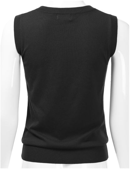 Women's V-Neck Sleeveless Stretch Pullover Premium Sweater Vest Top (S-3X)