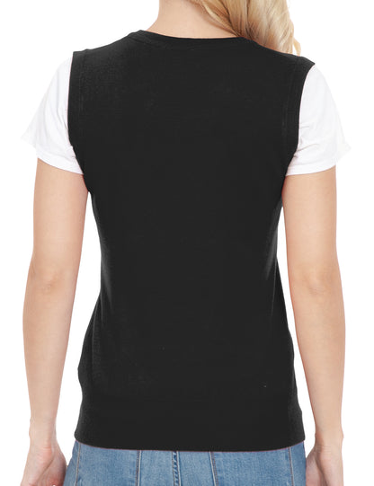 Women's V-Neck Sleeveless Stretch Pullover Premium Sweater Vest Top (S-3X)