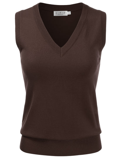 Women's V-Neck Sleeveless Stretch Pullover Premium Sweater Vest Top (S-3X)