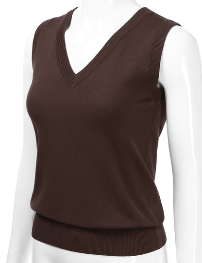Women's V-Neck Sleeveless Stretch Pullover Premium Sweater Vest Top (S-3X)