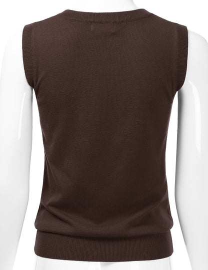 Women's V-Neck Sleeveless Stretch Pullover Premium Sweater Vest Top (S-3X)