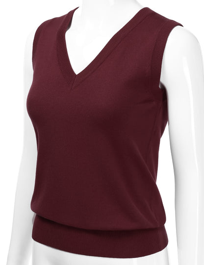 Women's V-Neck Sleeveless Stretch Pullover Premium Sweater Vest Top (S-3X)