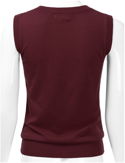 Women's V-Neck Sleeveless Stretch Pullover Premium Sweater Vest Top (S-3X)