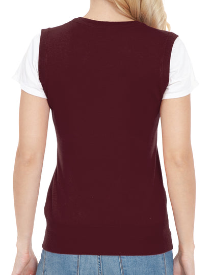 Women's V-Neck Sleeveless Stretch Pullover Premium Sweater Vest Top (S-3X)