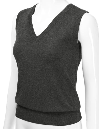 Women's V-Neck Sleeveless Stretch Pullover Premium Sweater Vest Top (S-3X)