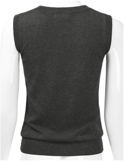 Women's V-Neck Sleeveless Stretch Pullover Premium Sweater Vest Top (S-3X)