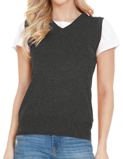 Women's V-Neck Sleeveless Stretch Pullover Premium Sweater Vest Top (S-3X)