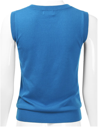 Women's V-Neck Sleeveless Stretch Pullover Premium Sweater Vest Top (S-3X)