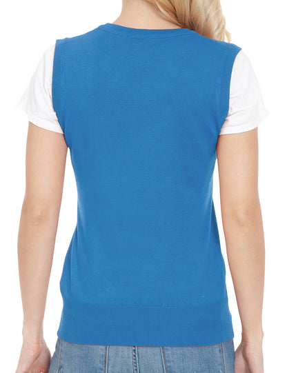 Women's V-Neck Sleeveless Stretch Pullover Premium Sweater Vest Top (S-3X)
