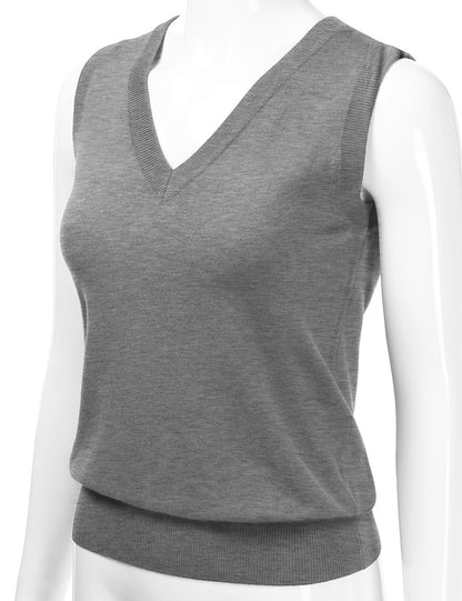 Women's V-Neck Sleeveless Stretch Pullover Premium Sweater Vest Top (S-3X)