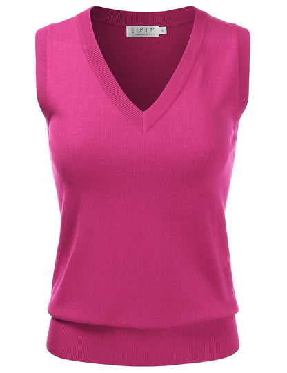 Women's V-Neck Sleeveless Stretch Pullover Premium Sweater Vest Top (S-3X)
