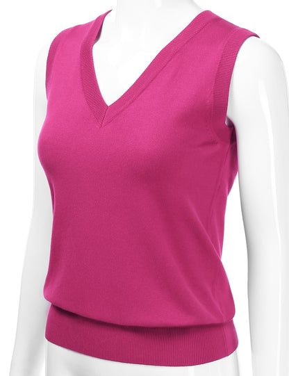 Women's V-Neck Sleeveless Stretch Pullover Premium Sweater Vest Top (S-3X)
