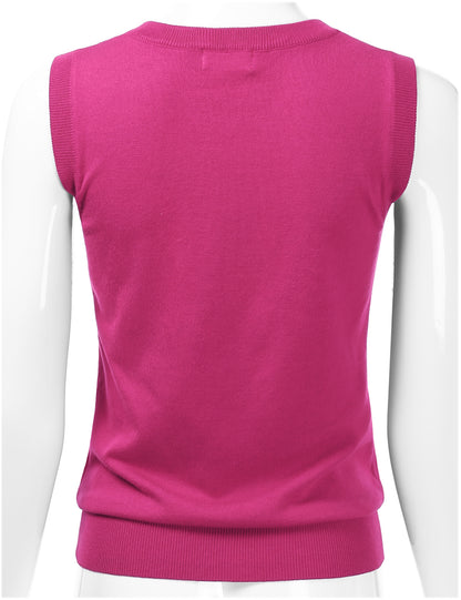 Women's V-Neck Sleeveless Stretch Pullover Premium Sweater Vest Top (S-3X)