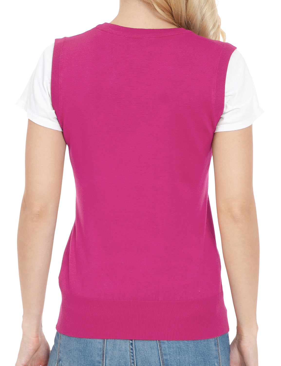 Women's V-Neck Sleeveless Stretch Pullover Premium Sweater Vest Top (S-3X)