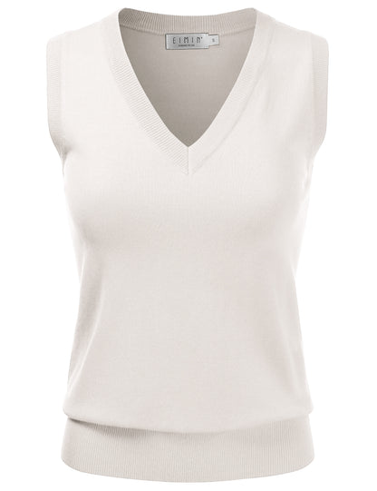 Women's V-Neck Sleeveless Stretch Pullover Premium Sweater Vest Top (S-3X)