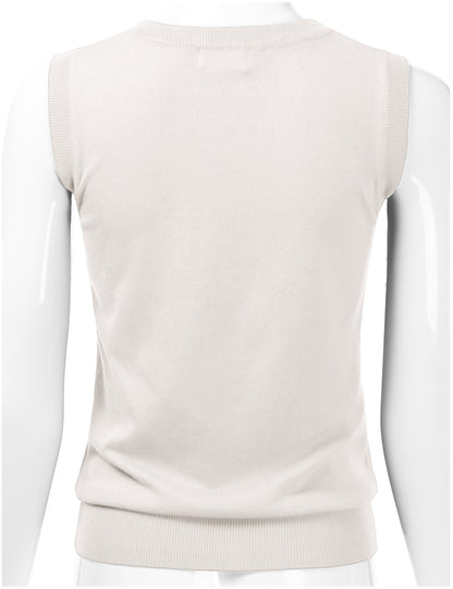 Women's V-Neck Sleeveless Stretch Pullover Premium Sweater Vest Top (S-3X)