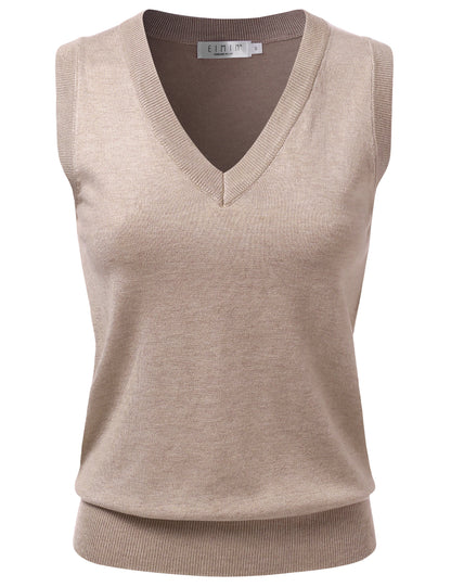 Women's V-Neck Sleeveless Stretch Pullover Premium Sweater Vest Top (S-3X)