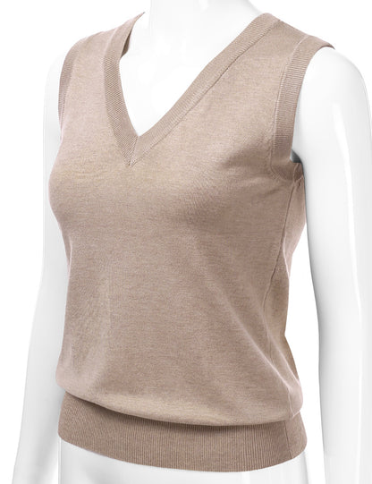 Women's V-Neck Sleeveless Stretch Pullover Premium Sweater Vest Top (S-3X)