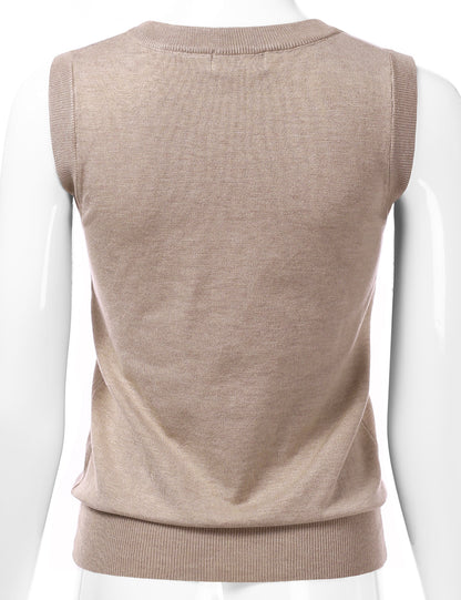 Women's V-Neck Sleeveless Stretch Pullover Premium Sweater Vest Top (S-3X)