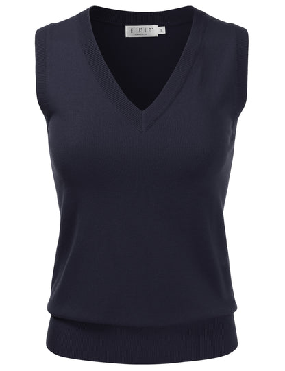 Women's V-Neck Sleeveless Stretch Pullover Premium Sweater Vest Top (S-3X)