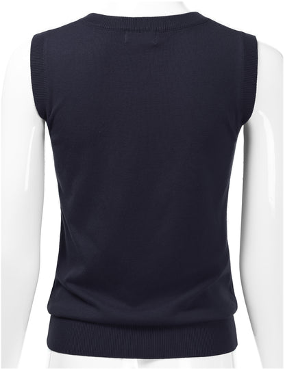 Women's V-Neck Sleeveless Stretch Pullover Premium Sweater Vest Top (S-3X)