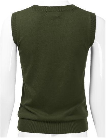 Women's V-Neck Sleeveless Stretch Pullover Premium Sweater Vest Top (S-3X)