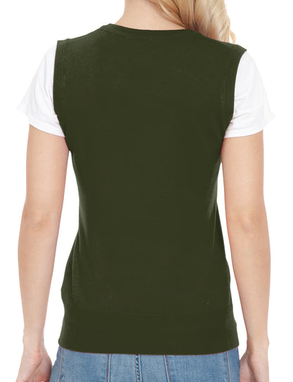 Women's V-Neck Sleeveless Stretch Pullover Premium Sweater Vest Top (S-3X)