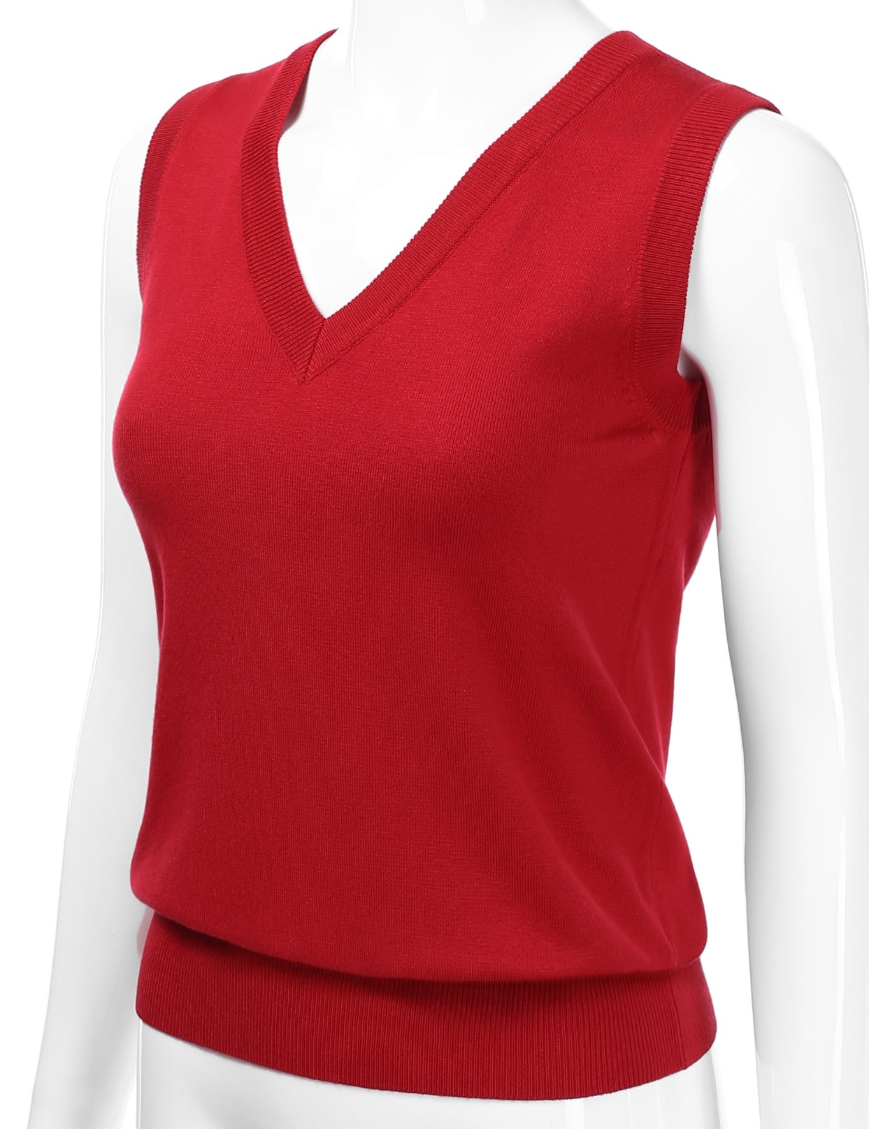 Women's V-Neck Sleeveless Stretch Pullover Premium Sweater Vest Top (S-3X)