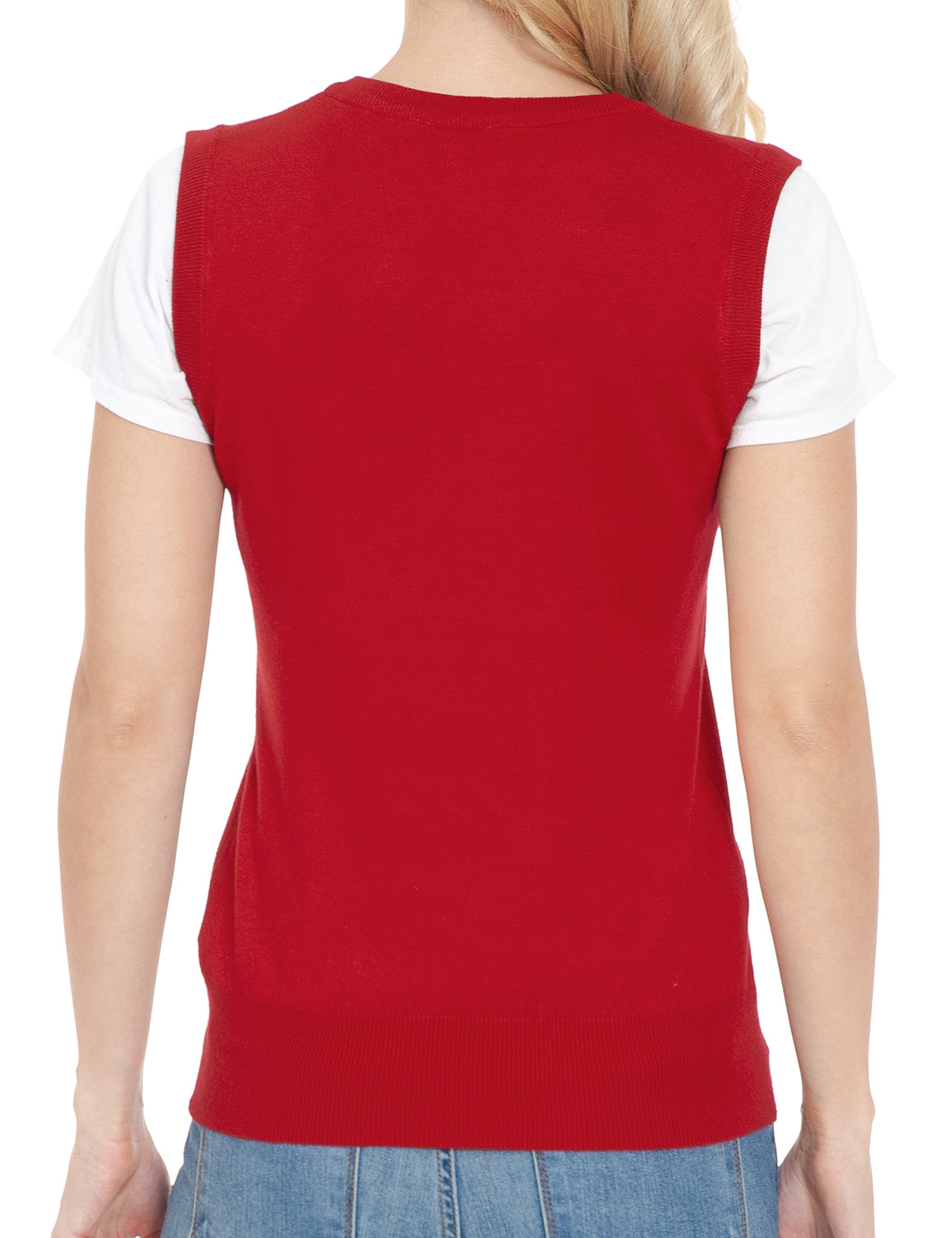 Women's V-Neck Sleeveless Stretch Pullover Premium Sweater Vest Top (S-3X)