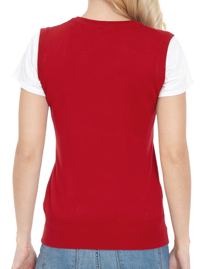 Women's V-Neck Sleeveless Stretch Pullover Premium Sweater Vest Top (S-3X)