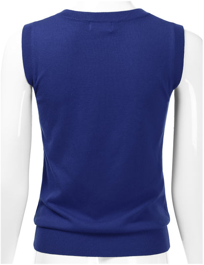 Women's V-Neck Sleeveless Stretch Pullover Premium Sweater Vest Top (S-3X)