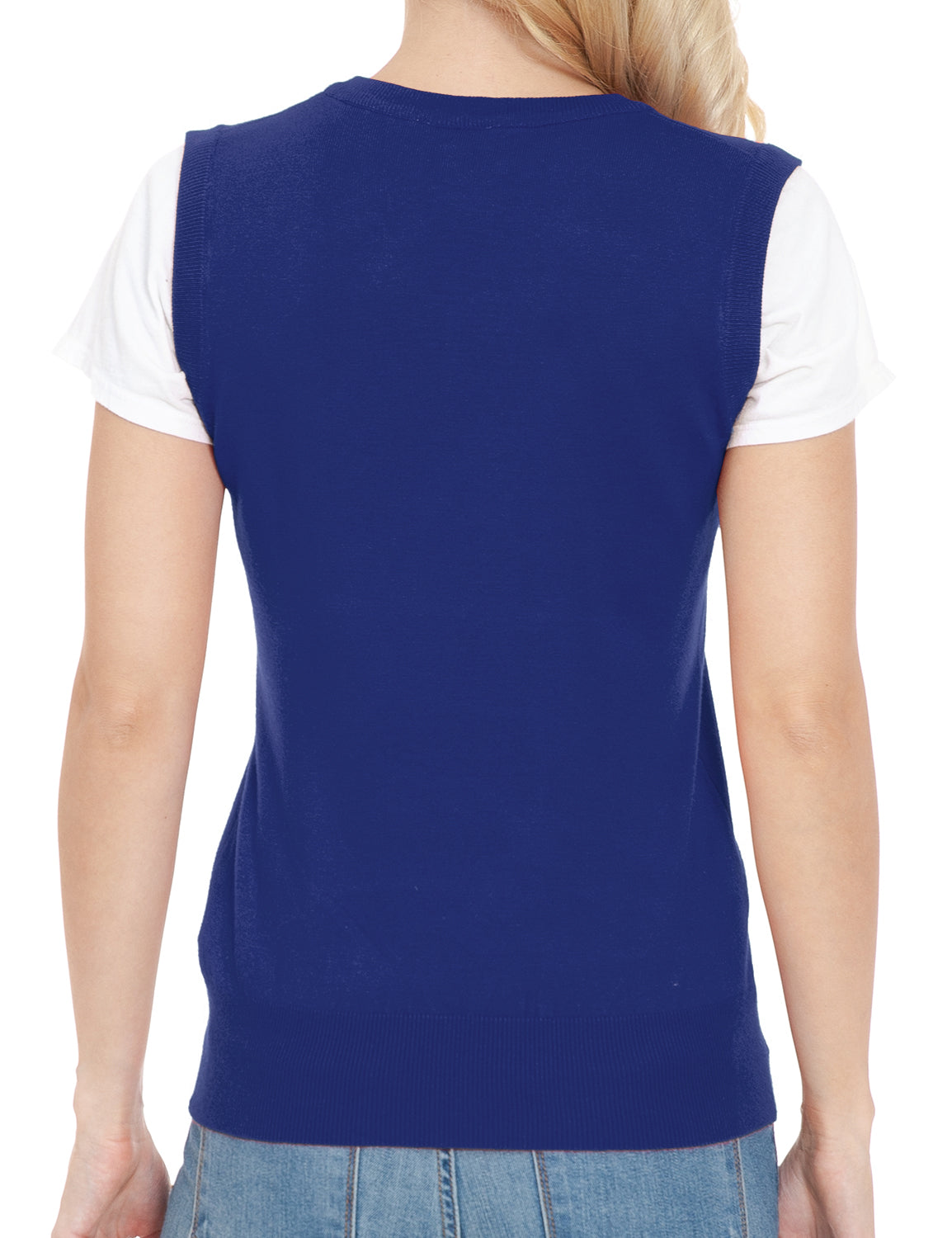 Women's V-Neck Sleeveless Stretch Pullover Premium Sweater Vest Top (S-3X)
