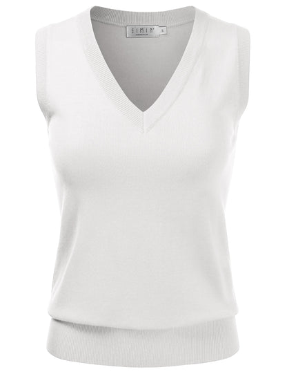 Women's V-Neck Sleeveless Stretch Pullover Premium Sweater Vest Top (S-3X)