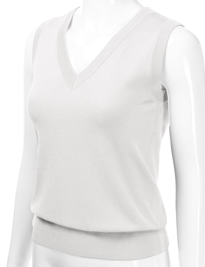 Women's V-Neck Sleeveless Stretch Pullover Premium Sweater Vest Top (S-3X)