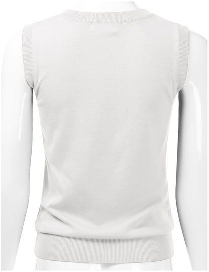 Women's V-Neck Sleeveless Stretch Pullover Premium Sweater Vest Top (S-3X)
