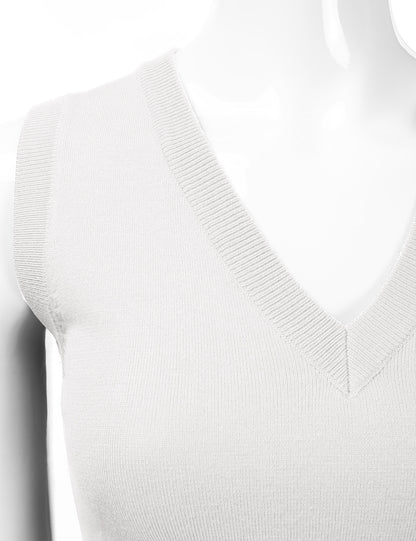 Women's V-Neck Sleeveless Stretch Pullover Premium Sweater Vest Top (S-3X)