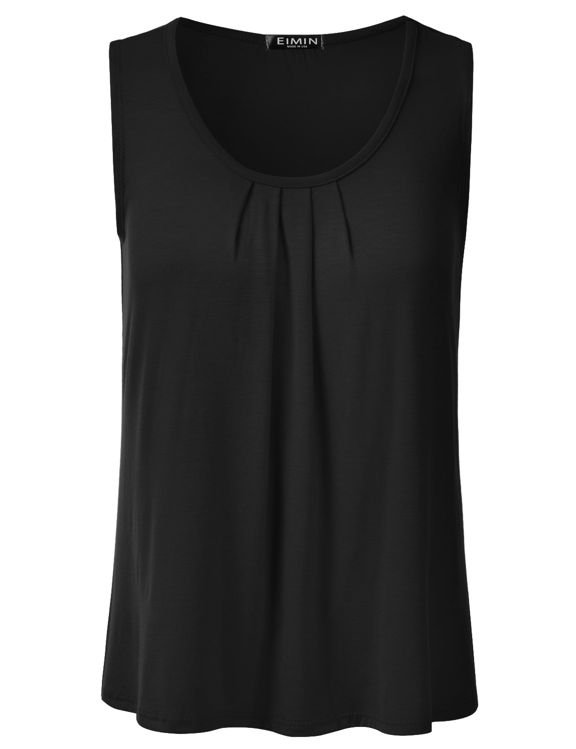 Women's Pleated Scoop Neck Sleeveless Stretch Basic Soft Tank Top (S-3X)