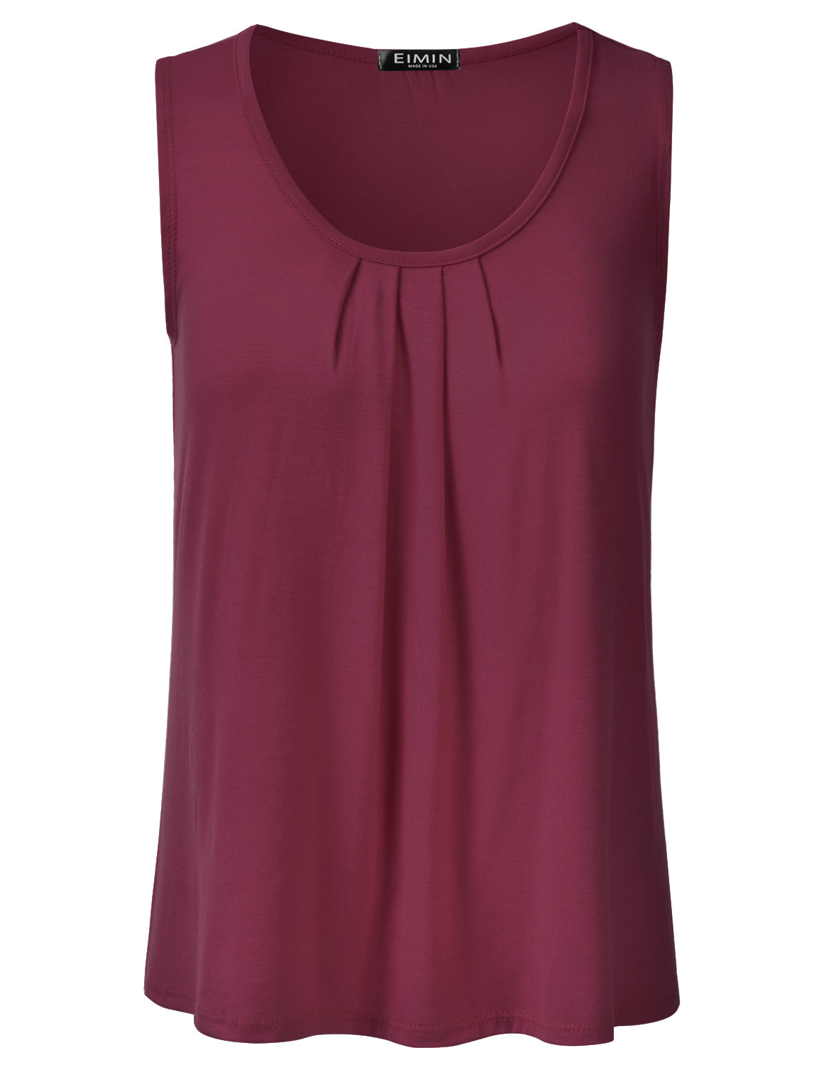 Women's Pleated Scoop Neck Sleeveless Stretch Basic Soft Tank Top (S-3X)